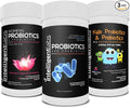Intelligent Labs 3-in-1 Probiotics with Prebiotics Bundle for The Whole Family: Kids + Adult 50 Billion CFU + Women’s Probiotics No Refrigeration Needed 2 Months Supply Per Bottle