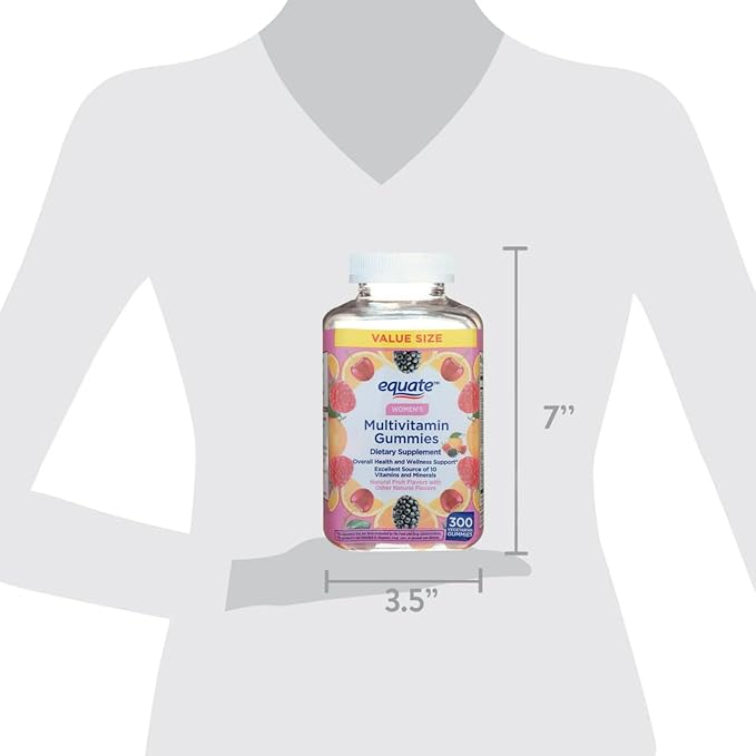 Equate Women's Multivitamin Gummies Daily Vegetarian Multivitamin for Adult Women Natural Fruit Flavor 300 Count (150 Servings) Sticker