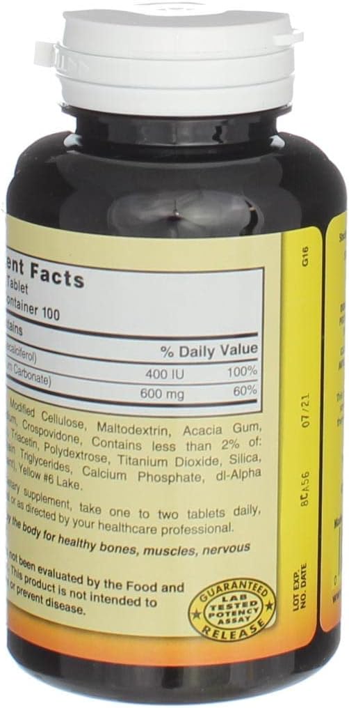 Nature's Blend Calcium Carbonate with Vitamin D3 100 Tablets (Pack of 5)