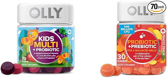 OLLY Kids Multivitamin + Probiotic Gummy &amp Probiotic + Prebiotic Gummy