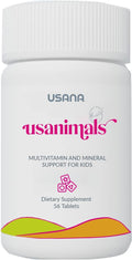 USANA Usanimals Multivitamin for Kids - Daily Chewable Tablets with Vitamins A C D E B6 B12 Zinc Iron - Supports Immune Bone &amp Brain Health - Essential Nutrients for Ages 2-12 - 56 Tablets