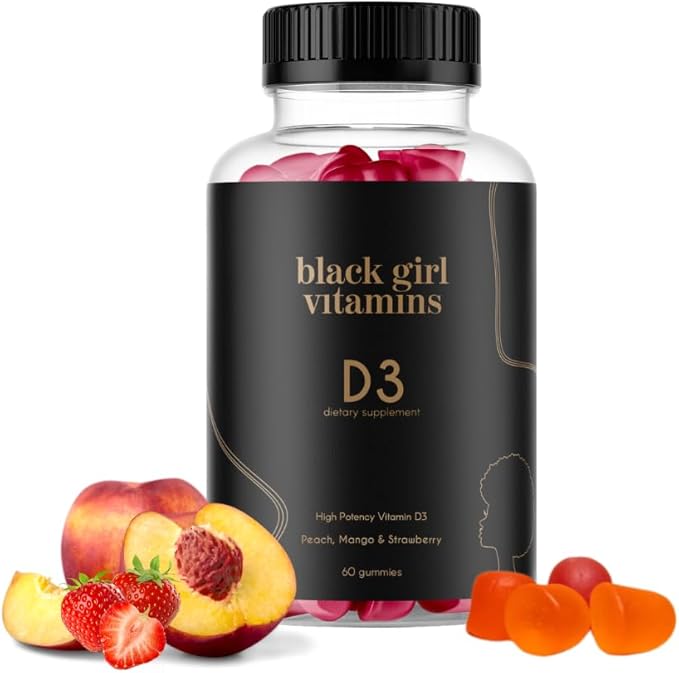 Black Girl Vitamins - Vitamin D3 Gummies for Immune Energy and Bone Support 2000IU (50mcg) Vitamin D per Serving Gluten-Free Vitamin D Gummies