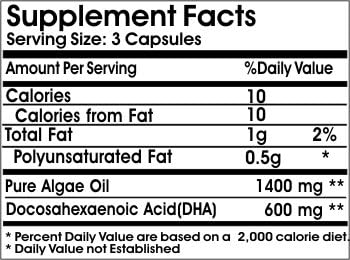 Algae Oil 1400mg ~ 100 Capsules - No Additives