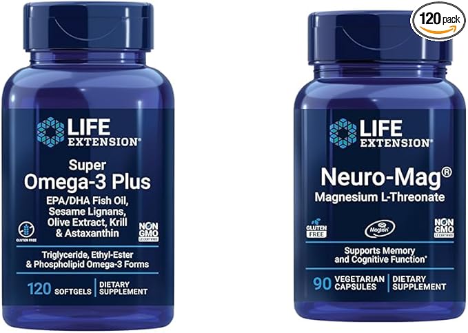 Life Extension Super Omega-3 Plus EPA/DHA Fish Oil Sesame Lignans &amp Neuro-mag Magnesium L-threonate
