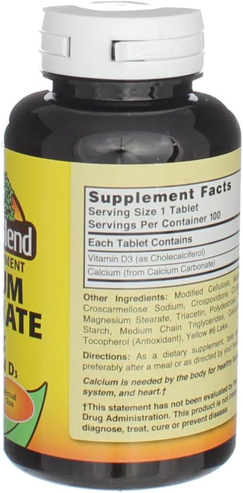 Nature's Blend Calcium Carbonate with Vitamin D3 100 Tablets (Pack of 5)