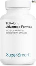 Supersmart H. Pylori Advanced Formula (6-in-1 Complete Action) - with Mastic Gum Probiotics &amp Prebiotic - Patented Pylopass Lactobacillus Reuteri DSM 17648 | 60 Vegetarian Capsules - Made in USA