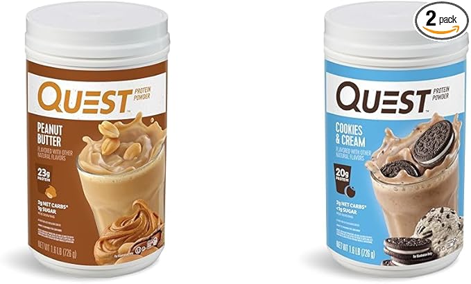 Quest Peanut Butter 23g &amp Cookies Cream 20g Protein Powders 1.6lb Each