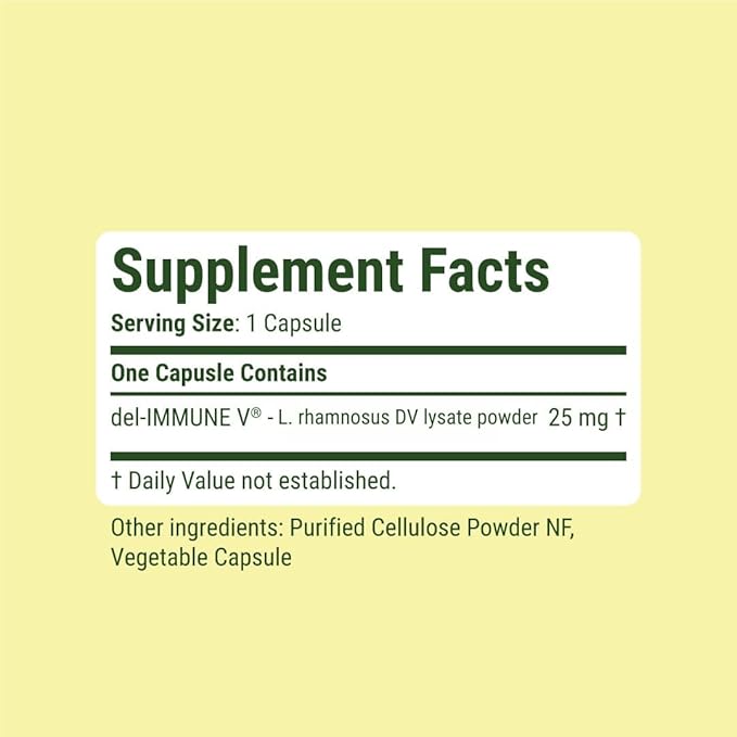 Del-Immune V® Daily by Stellar Biotics All-Natural Immune Support &amp Gut Health Immediate Care Metabiotic: NextGen Probiotic Therapy (1000 Caps)