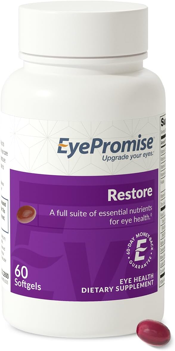 EyePromise Restore Eye Health Supplements - 60 Softgels 30-Day Supply - Omega 3 Supplement with Lutein and Zeaxanthin Fish Oil EPA DHA &amp Eye Vitamins and Nutrients