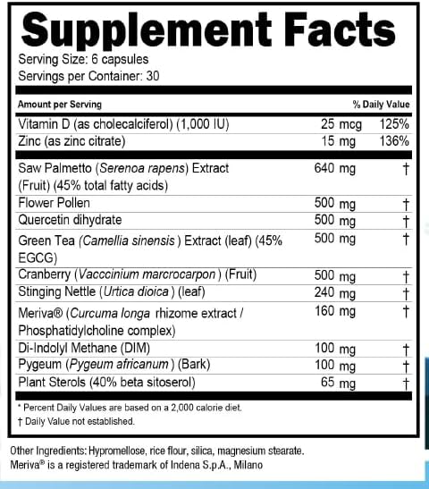 Advanced Prostate Health Supplement for Men 10 Natural Ingredients Saw Palmetto Beta Sitosterol Reduce Bathroom Trips &amp Urgency - 2 Month Supply