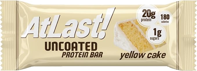 AtLast! Nutrition Yellow Cake Protein Bars 20g Protein 1g Sugar 3g Net Carb Gluten Free Keto Friendy 12 Count