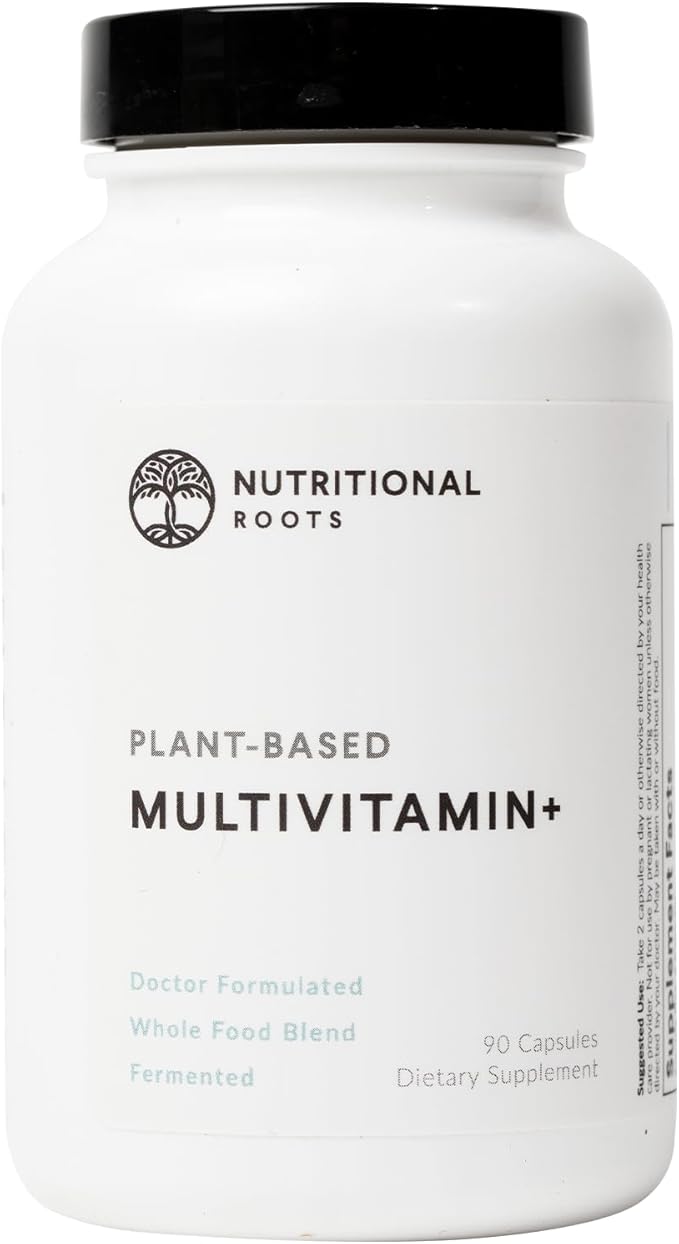 Nutritional Roots Multivitamin+ Award-Winning Plant-Based (Vegan) Multivitamin Organic Vegetables &amp Herbs Fermented Vitamins Probiotics Doctor's Choice 45 Servings
