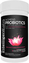Intelligent Labs Women's Probiotics Formula with Cranberry Extract D-Mannose and Prebiotics All in one 6 Billion CFU Probiotic One Capsule a Day 60-Day Supply Third-Party Verified for Purity