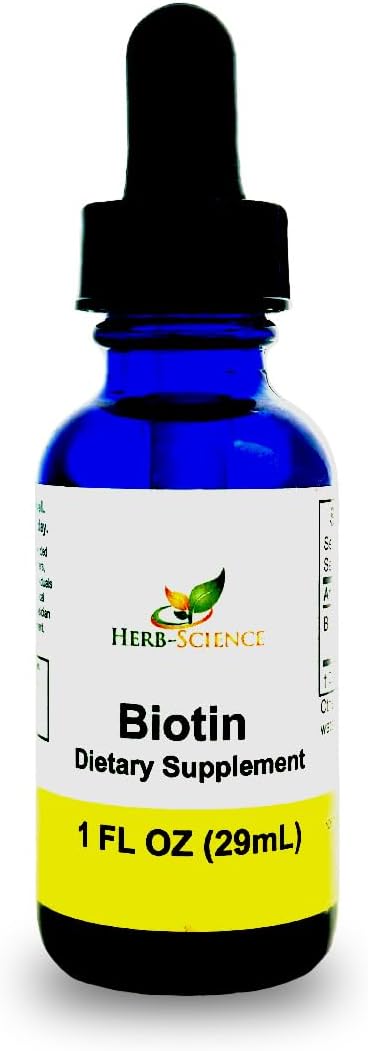 Liquid Biotin B7 – High-Absorption Cold-Pressed D-Biotin USP Vegan Alcohol-Free Sublingual Drops No Artificial Flavors Blue Cobalt Glass Bottle for Potency &amp Purity - 1 oz