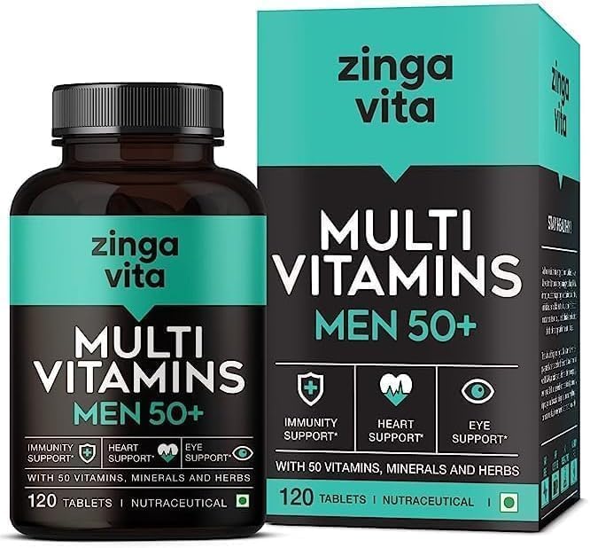 Multivitamin for Men 50 Plus Age - 120 Tablets | with 50 Vitamins Minerals Herbal Extracts L-Arginine Ginseng &amp Super Antioxidants Blend for Enhanced Energy Heart Immunity Joints Support