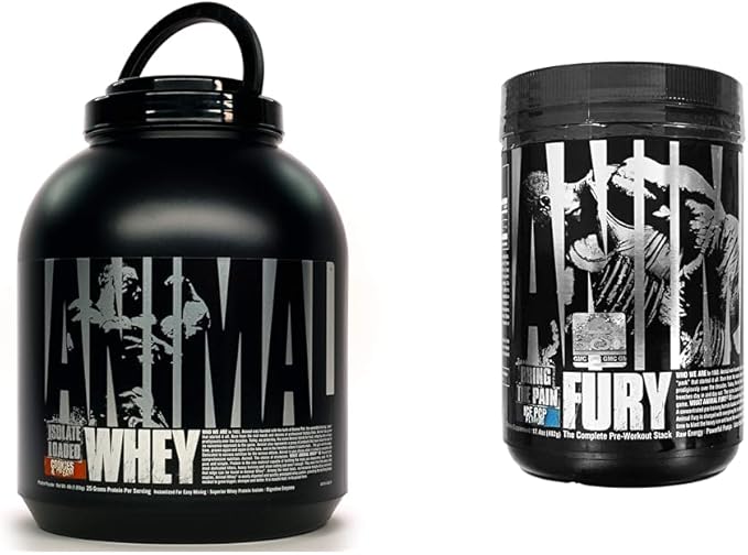 Animal Whey Isolate Protein Powder Loaded for Post Workout and Recovery &amp Fury - Pre Workout Powder Supplement for Energy and Focus