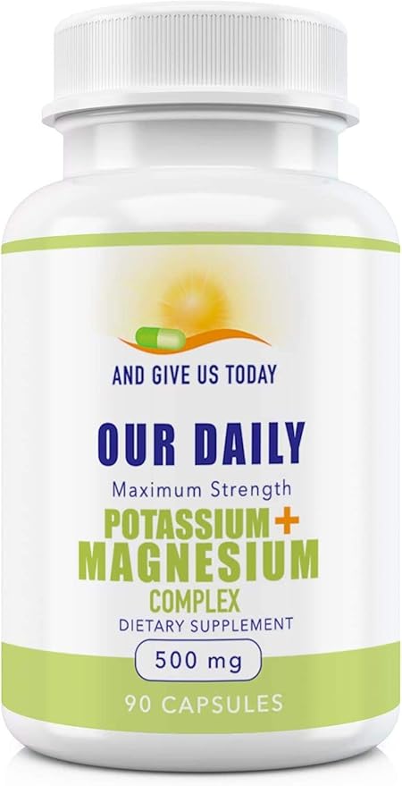Our Daily Vites Potassium Magnesium Supplement 500mg - Powerful Magnesium Potassium Supplement with 5 Forms of Magnesium for Muscle Recovery Leg Cramps Gluten-Free Non-GMO - 90 Caps