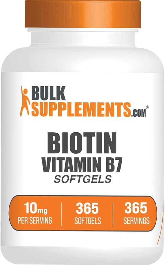 BulkSupplements.com Biotin 10000mcg Softgels - Vitamin B7 Biotin Vitamins for Hair Skin and Nails Biotin Supplement - Gluten Free 1 Softgel per Serving 365 Count (Pack of 1)