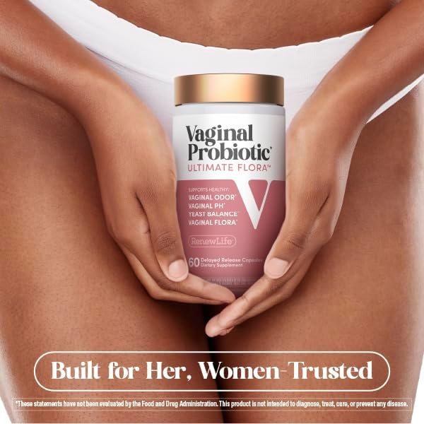Renew Life Ultimate Flora Vaginal Probiotics for Women | 6 Billion CFU | 60 Delayed Release Vegan Capsules | Vaginal Health and pH Balance | Dairy Soy and Gluten Free Supplement