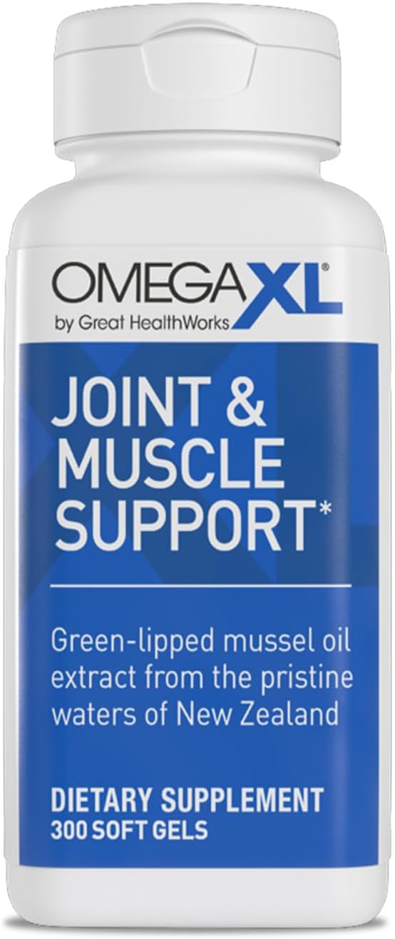 OmegaXL Joint Support Supplement - Natural Muscle Support Green Lipped Mussel Oil Soft Gel Pills Drug-Free 300 Count