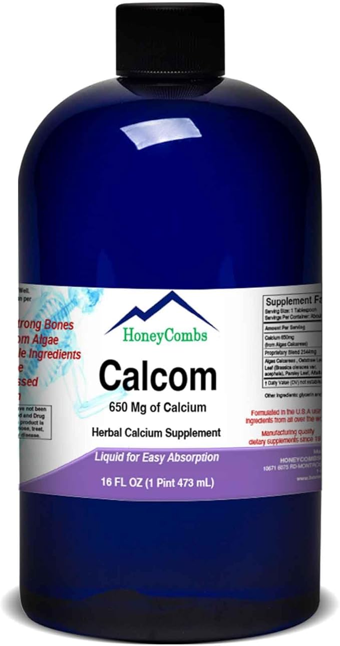 Calcom Calcium Complex – Calcium Magnesium Amino Acid &amp Herbal Blend - Alcohol-Free Oral Calcium Drops - Liquid Calcium Supplement for Bones and Teeth – Vegan Mineral Liquid 16 Oz