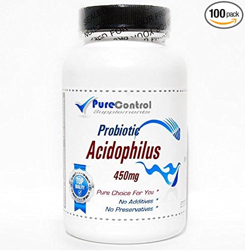 Probiotic Acidophilus 500 Million Live Active Cultures / 450mg (No Refrigeration Needed) // 100 Capsules // Pure // by PureControl Supplements