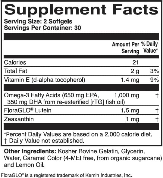 ScienceBased Health OmegaAdvance Omega-3 Fish Oil – Triglyceride Form with 1000 mg EPA &amp DHA – Plus Lutein &amp Zeaxanthin – Supports Heart Brain &amp Eye Health – Lemon Coated – 60 Softgels