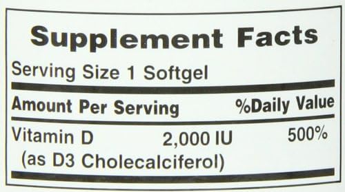 Nature's Bounty Vitamin D Supports Immune Health &amp Bone Health 2000IU Vitamin D3 150 Softgels (Pack of 3)
