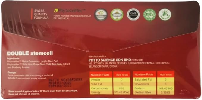 4 Pack PhytoScience Double Stem Cell Apple Grape StemCell Anti Aging Swiss Quality Formula