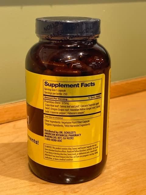 Dr. Schulze's Intestinal Formula #1 - Bowel Movement Supplement for Colon Health Support - Bloating &amp Constipation Aid - Intestinal Cleanse - All-Natural - Plant-Based - Vegan - 250 Count