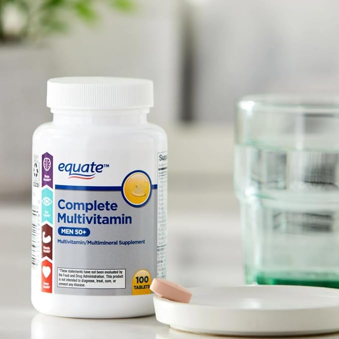Equate Complete Multivitamin for Men 50+ Daily Multimineral Supplement Tablets 100 Count Sticker