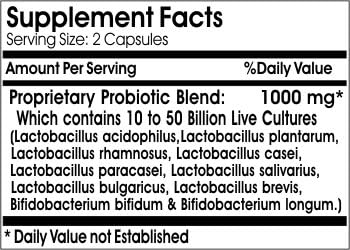 Probiotic X 1000mg / 10 to 50 Billion Live Probiotic Cultures // 200 Capsules // Pure // by PureControl Supplements