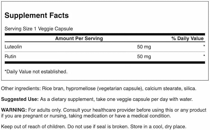 Swanson Luteolin Complex w/Rutin - Brain Support Supplement Promoting Memory Mood &amp Cognitive Health - Natural Formula to Help Maintain Nervous System - (30 Veggie Capsules) 3 Pack