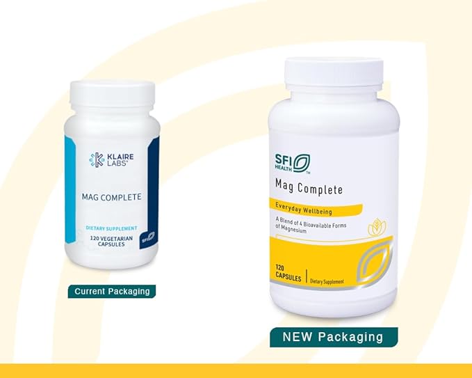 Klaire Labs SFI Health Mag Complete - Magnesium Complex Supplement - with Bioavailable Magnesium Succinate Taurinate Malate &amp Citrate - Support A Healthy Heart Energy &amp Nerves (120 Capsules