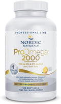 Nordic Naturals ProOmega 2000 Lemon Flavor - 120 Soft Gels - 2150 mg Omega-3 - Ultra High-Potency Fish Oil - EPA &amp DHA - Promotes Brain Eye Heart &amp Immune Health - Non-GMO - 60 Servings