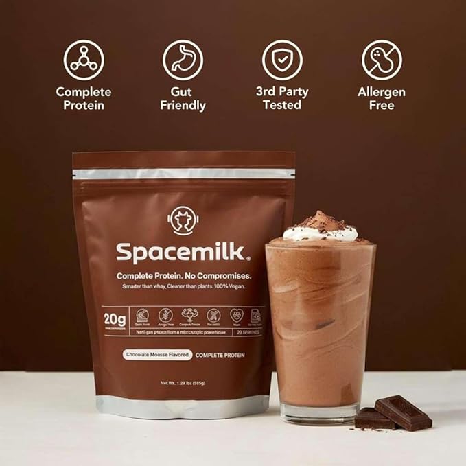 Spacemilk Premium Protein Chocolate Protein Powder Vegan 4.24g BCAAs Non-GMO Gluten Free (1.29 lbs)
