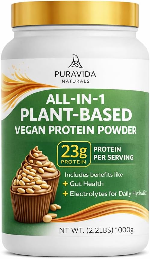 Vegan Protein Powder | All-in-One | W/Prebiotics Gut Health Electrolytes | Chocolate Peanut Butter | 23 Servings | Gluten-Free Lactose-Free Sugar Free Keto