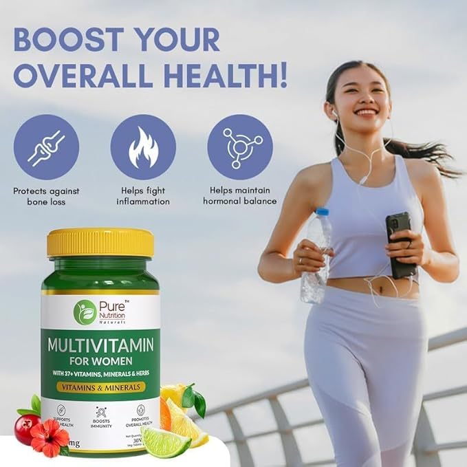 Multivitamin for Women (1500mg) with Biotin Calcium Cranberry Alfa Alfa Shatavari | Supports Immunity Energy Skin Hair Nails Bone &amp Overall Health | 30 Veg Tablets (Pack of 1)