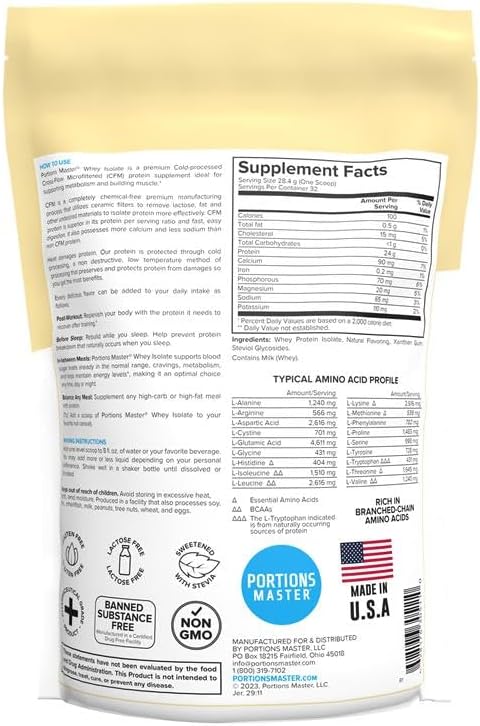 Portions Master CFM Whey Isolate Protein Powder 2-Pack – Chocolate Brownie &amp Vanilla Ice Cream Flavors
