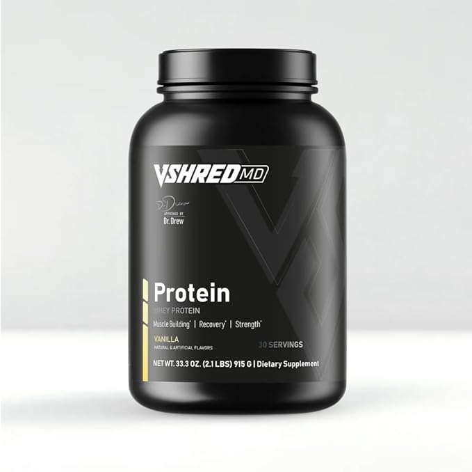 V Shred MD Vanilla Protein – Dr. Drew Approved Protein Powder with 25g Protein – Supports Strength Wellness &amp Daily Nutrition – Natural Creamy Flavor