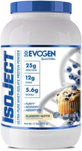 Evogen Isoject - Whey Protein Isolate | Ultra-Pure Whey Protein Powder with Ignitor Enzymes BCAAs and EAAs | Enhanced Absorption &amp Recovery | Blueberry Muffin | 25 Servings