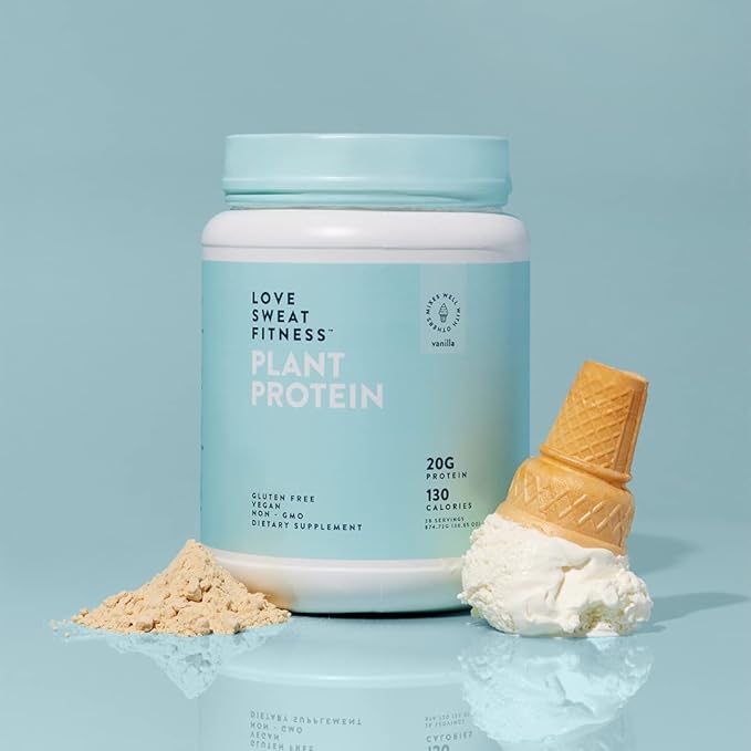 Love Sweat Fitness Organic Vegan Protein Powder for Women | 20g Plant Protein | No Bloat No Chalk | Vanilla | Sugar Free Gluten Free Non-GMO | 28 Servings