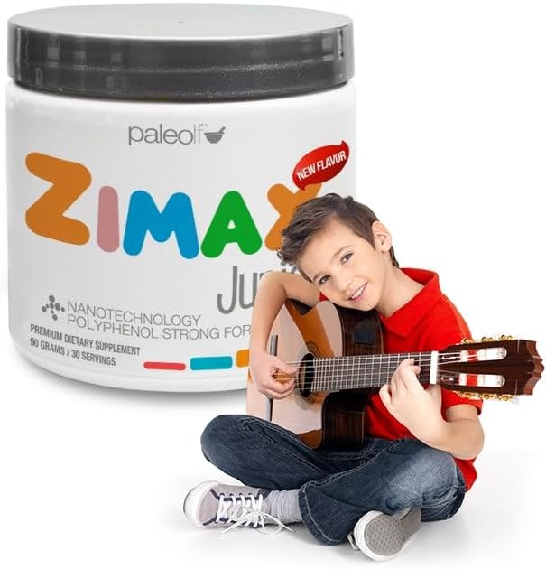 ZIMAX Junior Super Antioxidant for Children and Adolescents Between 4 and 16 Years 100% Natural with Vitamin C Magnesium Vitamin D3Curcumin Ginger and Minerals