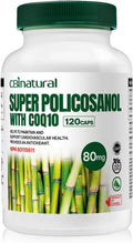 Super Sugarcane Policosanol 80 mg with CoQ10 30 mg 120 Vegetable Capsules Heart &amp Cholesterol Support 4-Month Supply Non-GMO Gluten Free