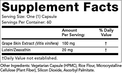Olympian Labs Lutein 20 mg 60 Capsules Formulated with FloraGLO and Grape Skin Extract Supporting Healthy Vision and Eye Function