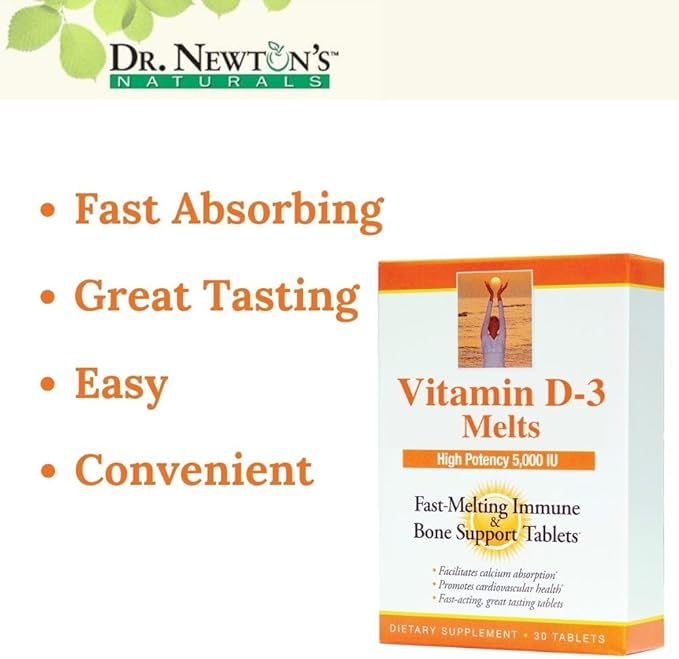 Dr Newton's Naturals Vitamin D3 Fast Melting Tablets and CalMax Gold Powder Drink Mix Bundle