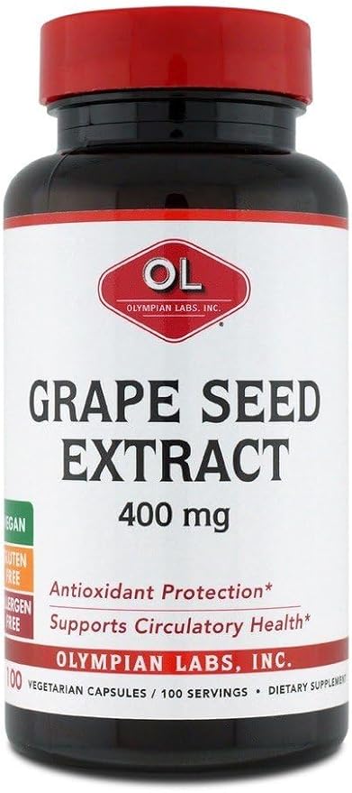 Olympian Labs Grape Seed Extract 400mg Vegan Capsules | Supports Heart &amp Immune Health Antioxidant - 100 Count