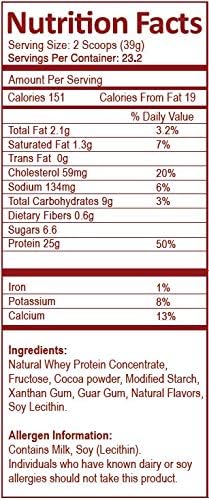 Whey Protein Powder Dairy Cholov Yisroel Creamy Chocolate -2Lbs.