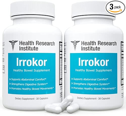 (2 Pack) Irrokor Healthy Bowel Support-Health Research Institute-60 Capsules-Improved Formula-Official Irrokor