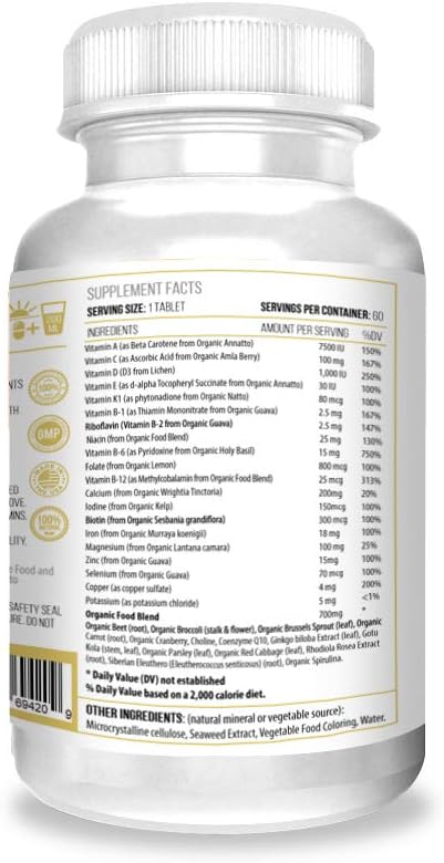 ACTIF Multivitamin for Women Age 30+ with 30 Organic Vitamins and Organic Herbs Non-GMO Made in USA 2-Month Supply